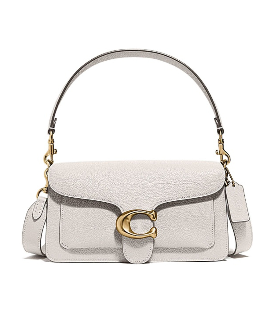 Coach Tabby 26 Logo Plaque Shoulder Bag In White