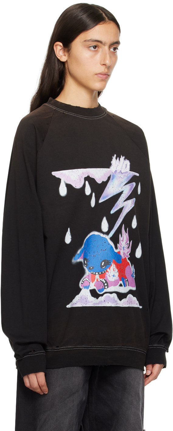 We11 Done Graphic-print Cotton Hoodie In Black