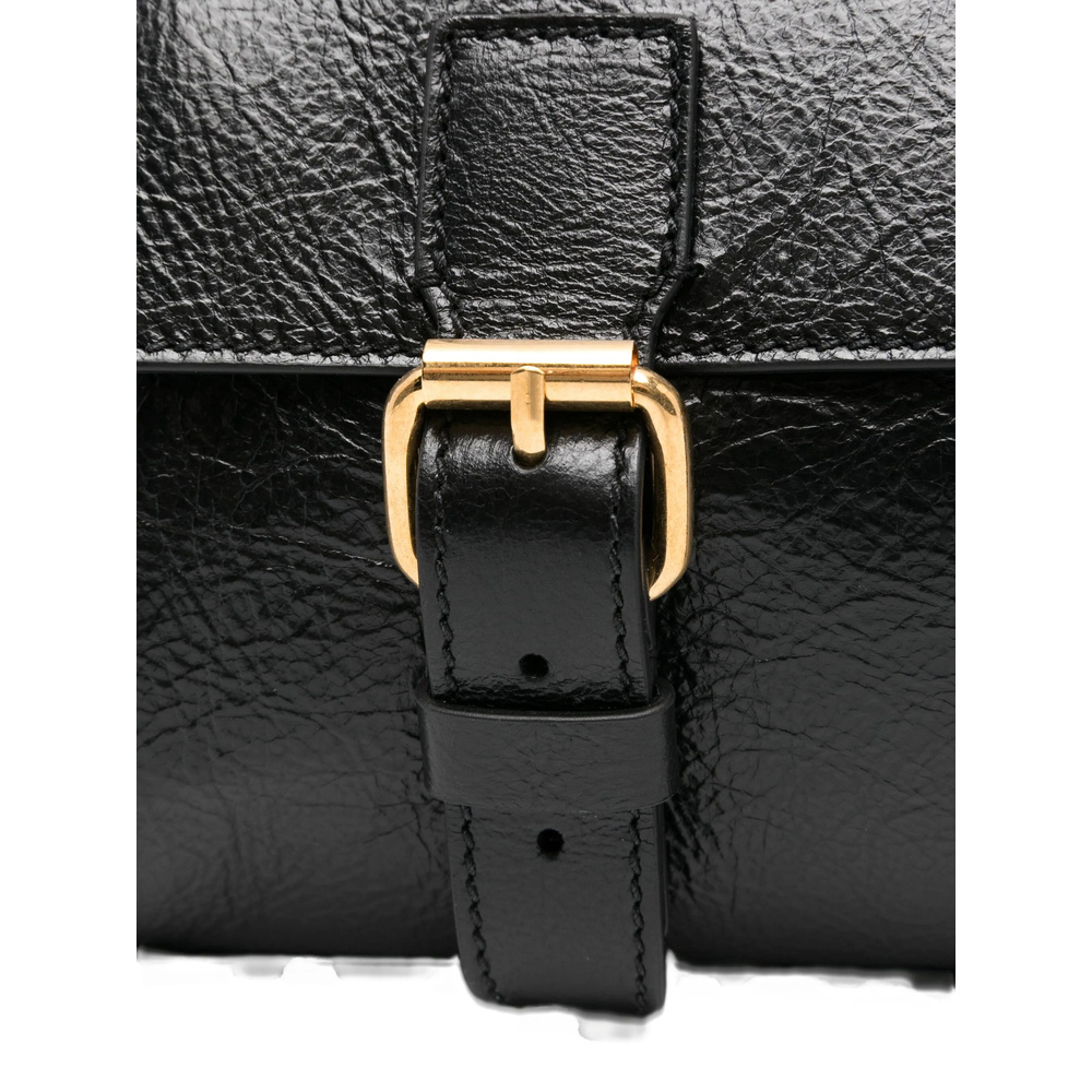 Dries Van Noten Buckle-fastening Leather Shoulder Bag In Black