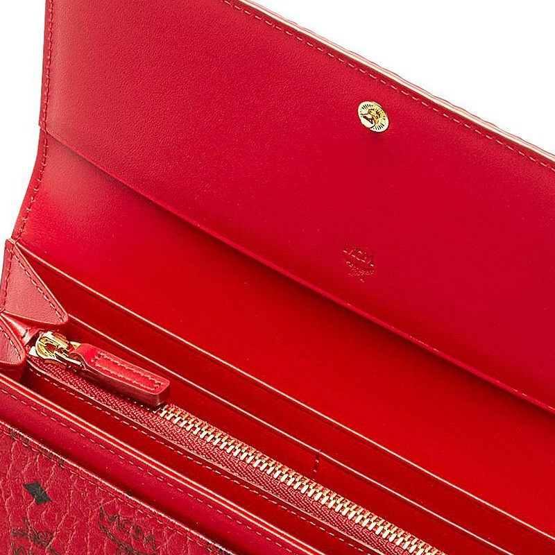 Mcm Alphabetical Print Flip Wallet In Red