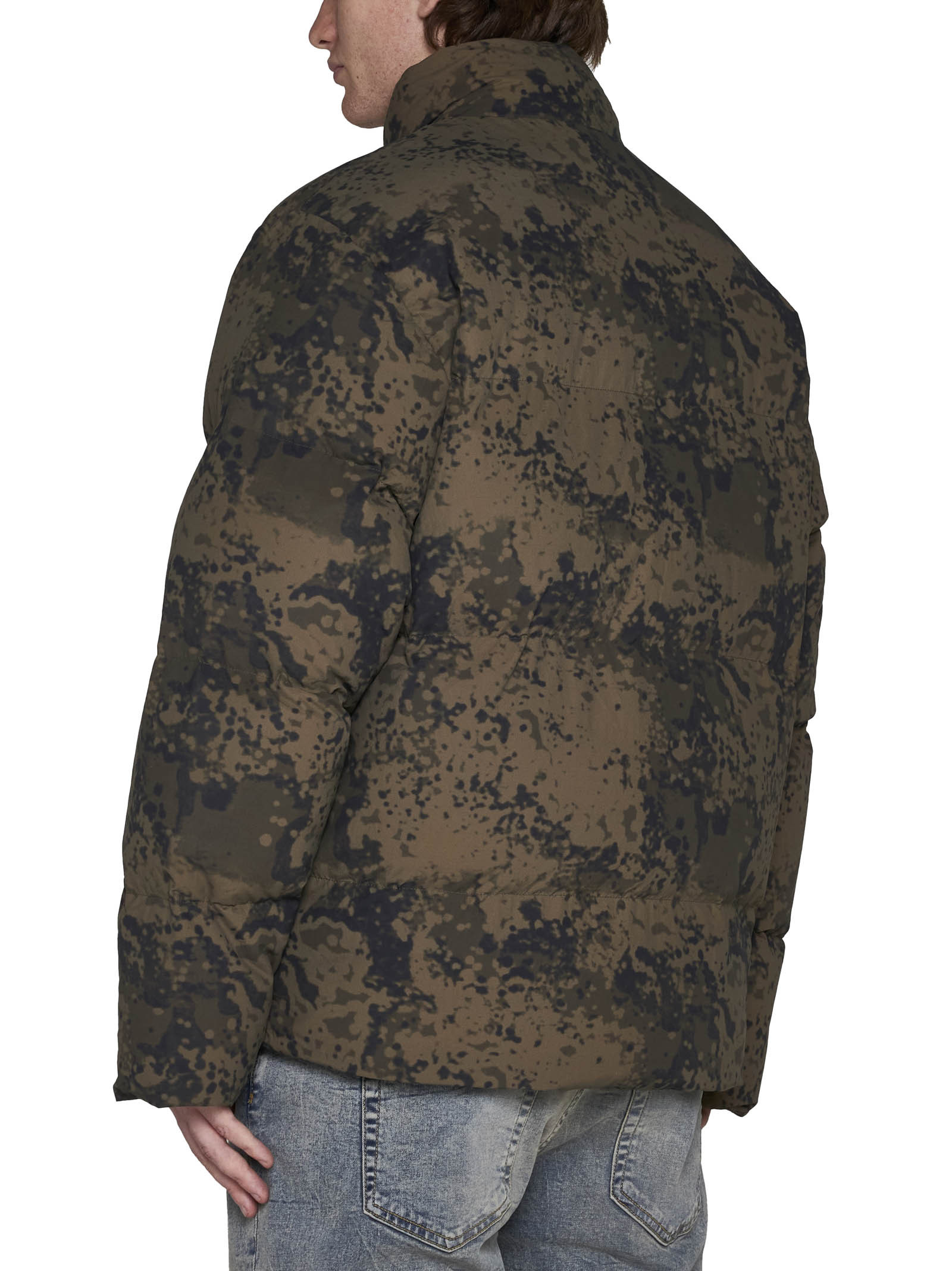 Shop Represent Logo-embroidered Camouflage Puffer Jacket In Brown
