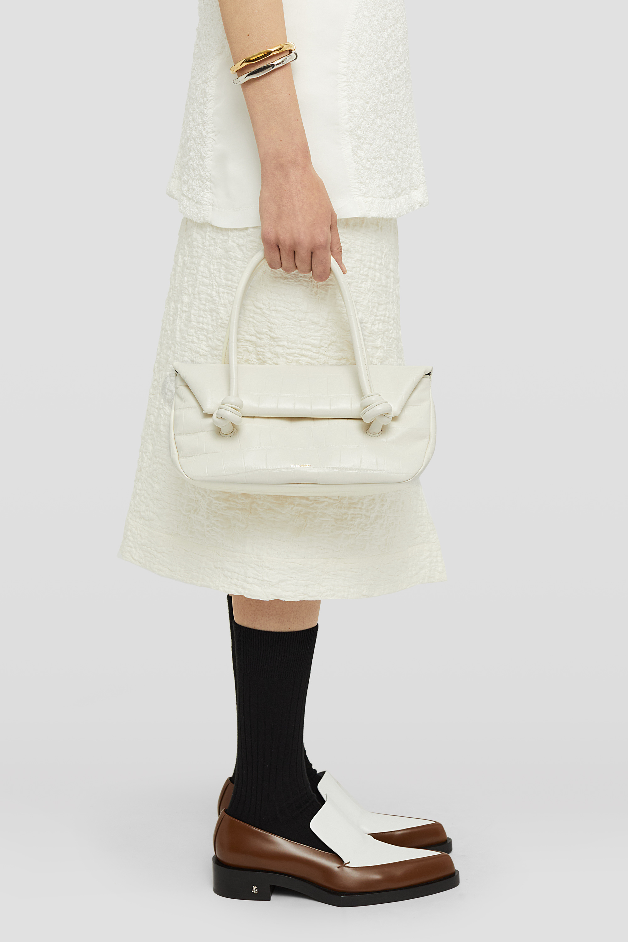 Jil Sander Knot Sm Shoulder Bag In White