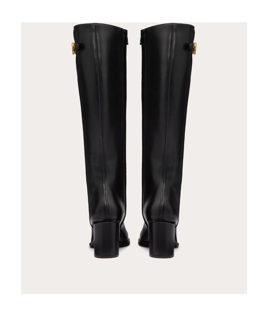 Valentino Garavani Vlogo Signature Calfskin Boot 70mm Woman Black 38.5 In Black