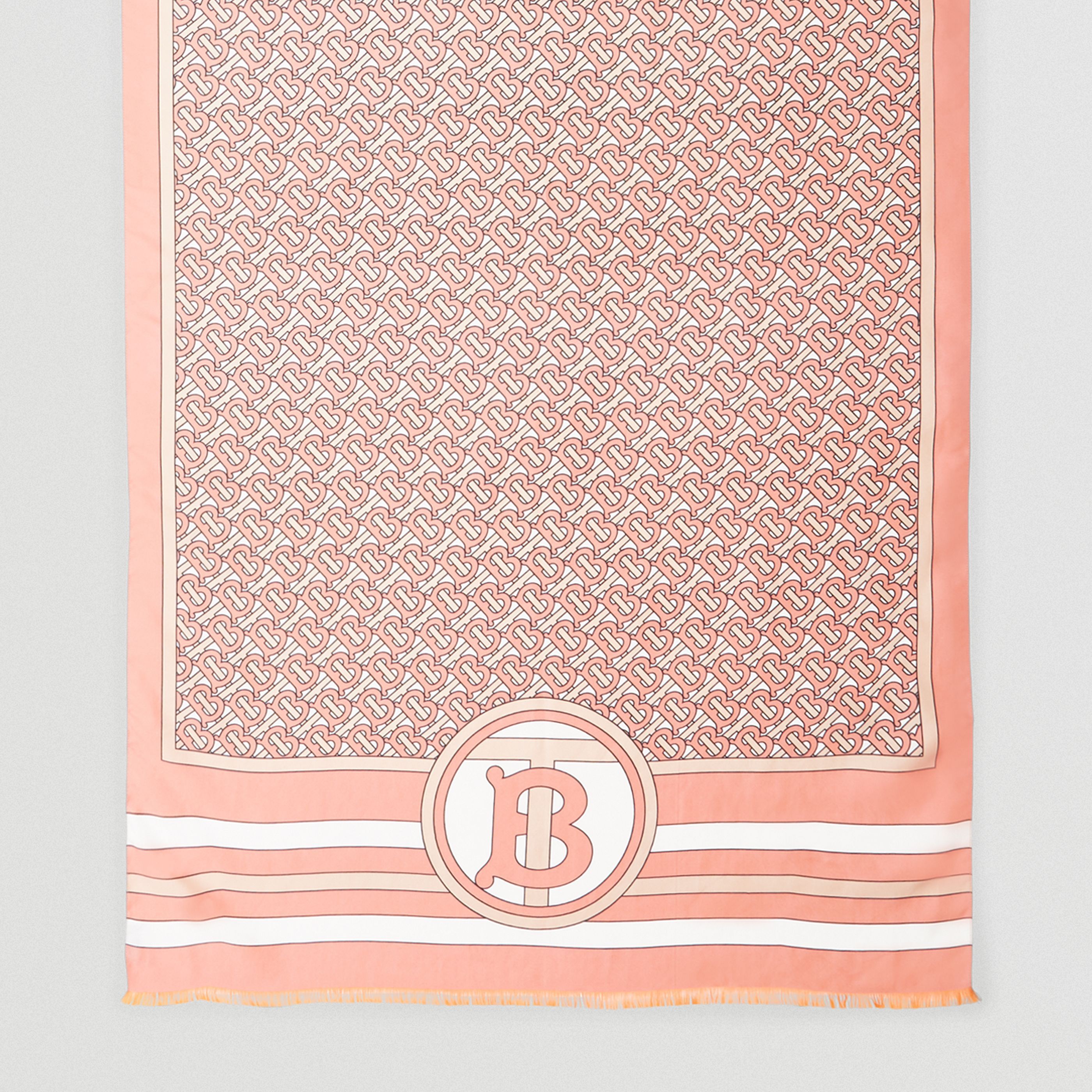 Shop Burberry Reversible Monogram-print Silk Scarf In Pink