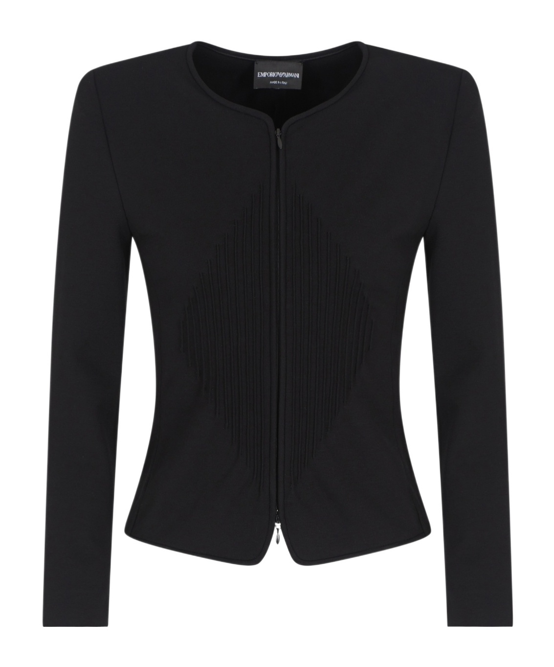 Emporio Armani Milano-stitch Jacket With Shoulder Pads In Black