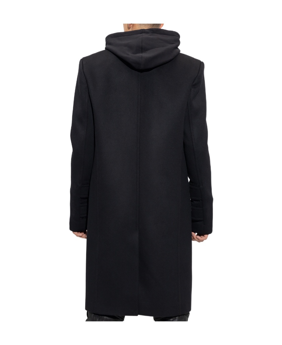 Balmain Double-breasted Virgin-wool Coat In Black