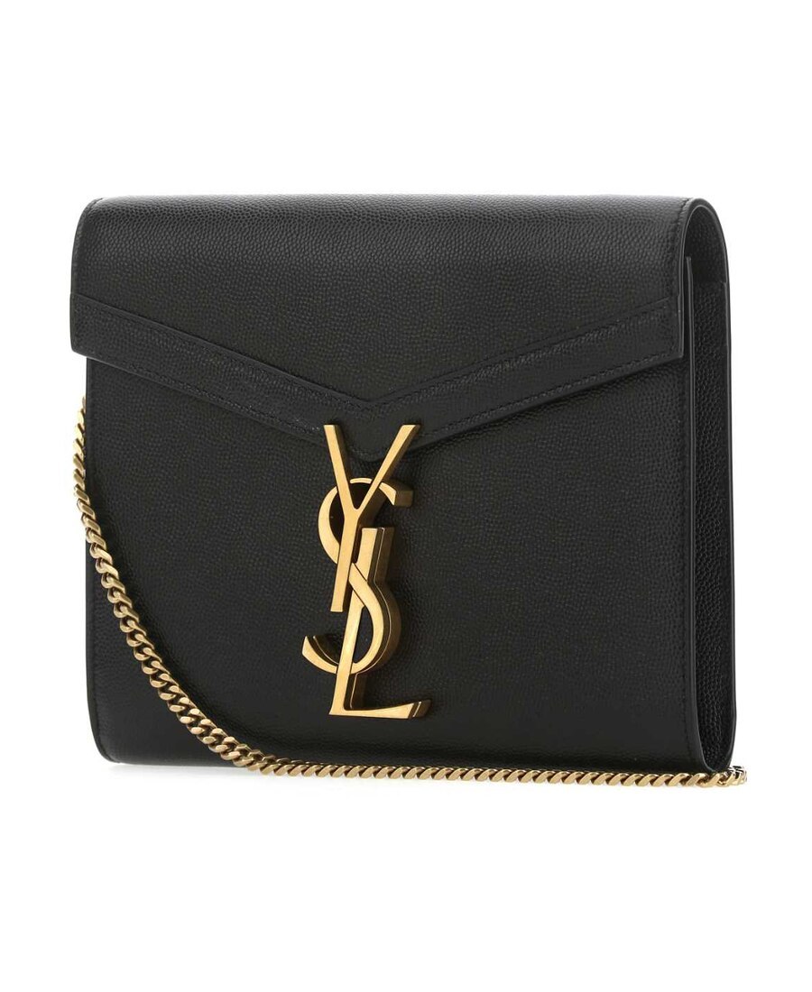 Saint Laurent Cassandra Chained Wallet In Black
