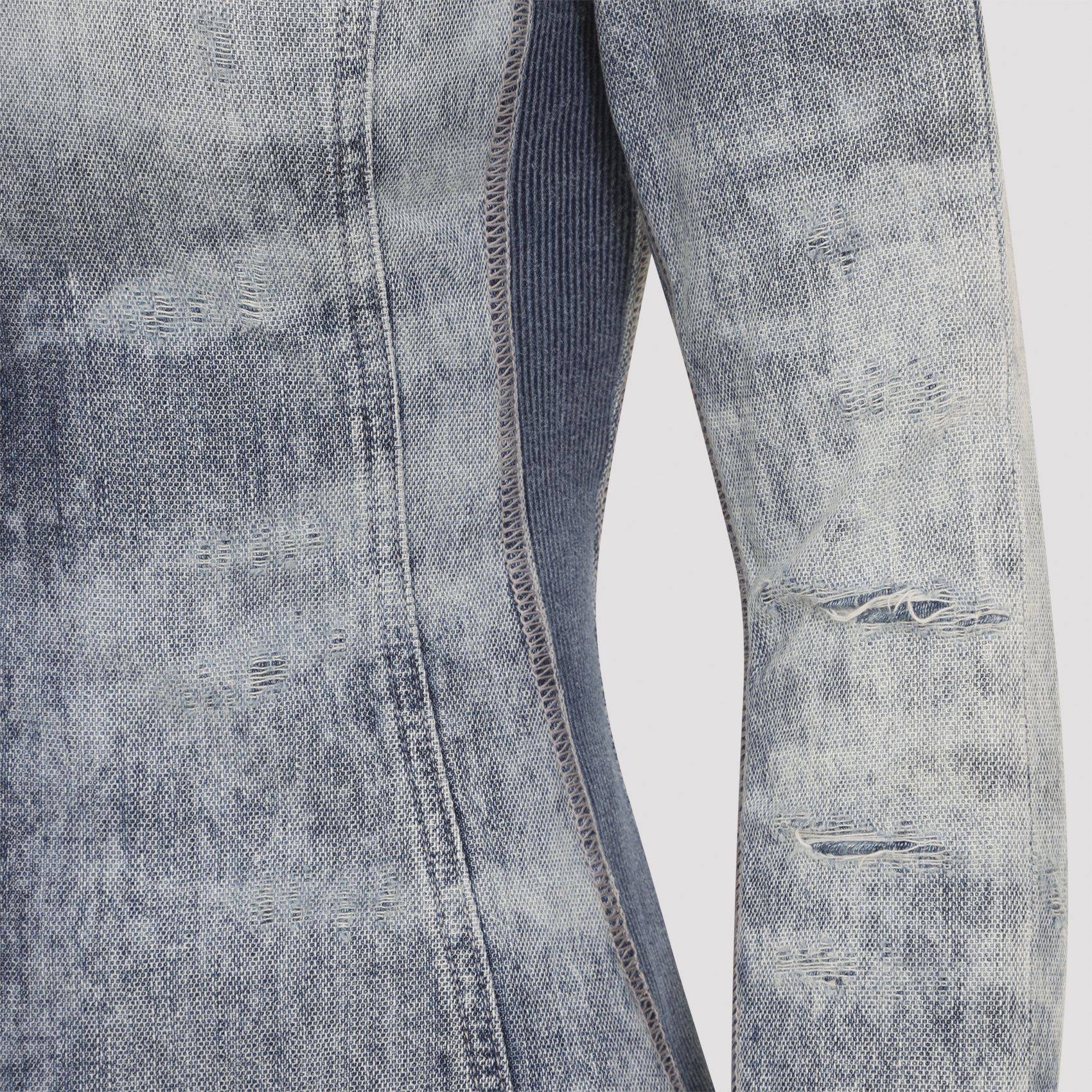 Diesel Distressed Long Sleeve Fitted Top In Gray