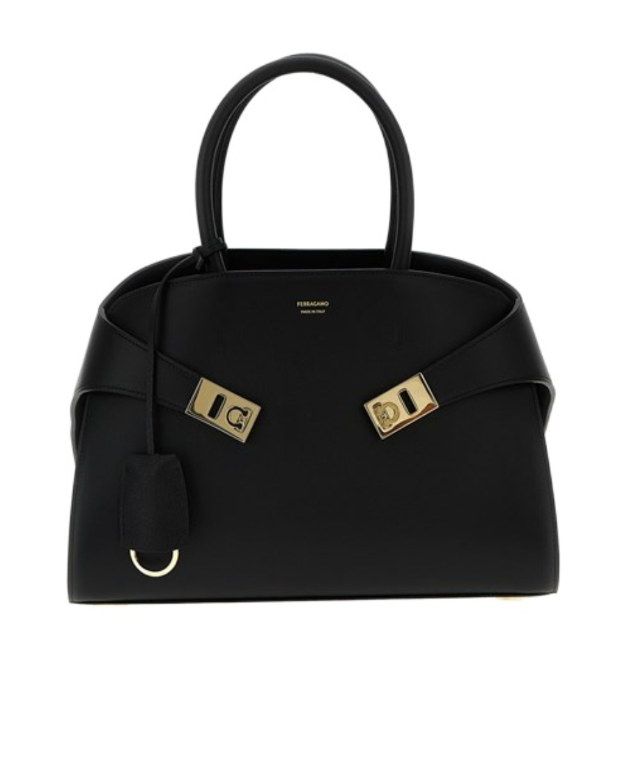 Ferragamo Hug S Front Logo Tote In Black
