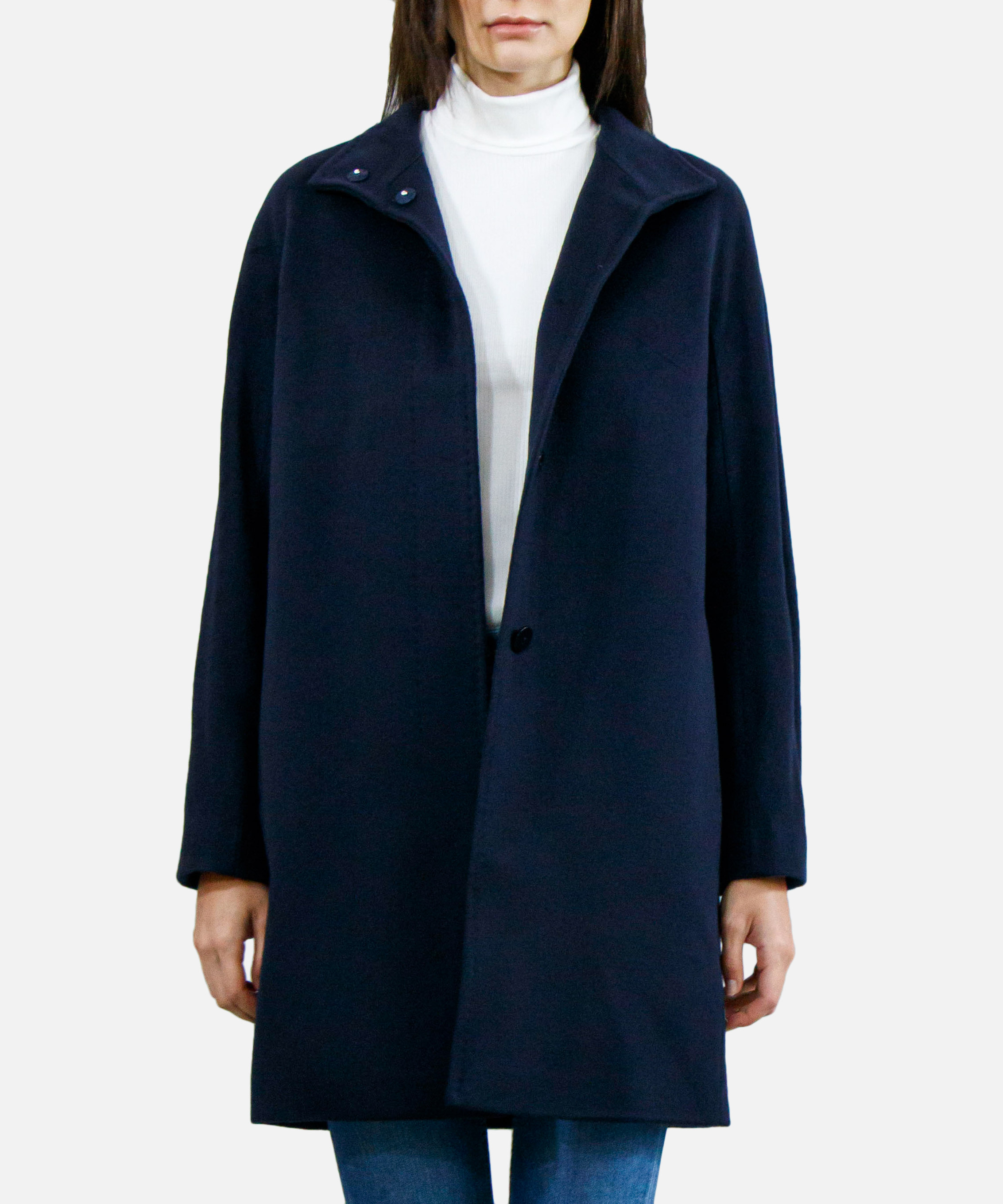 Max Mara Medium Length Overcoat In Blue