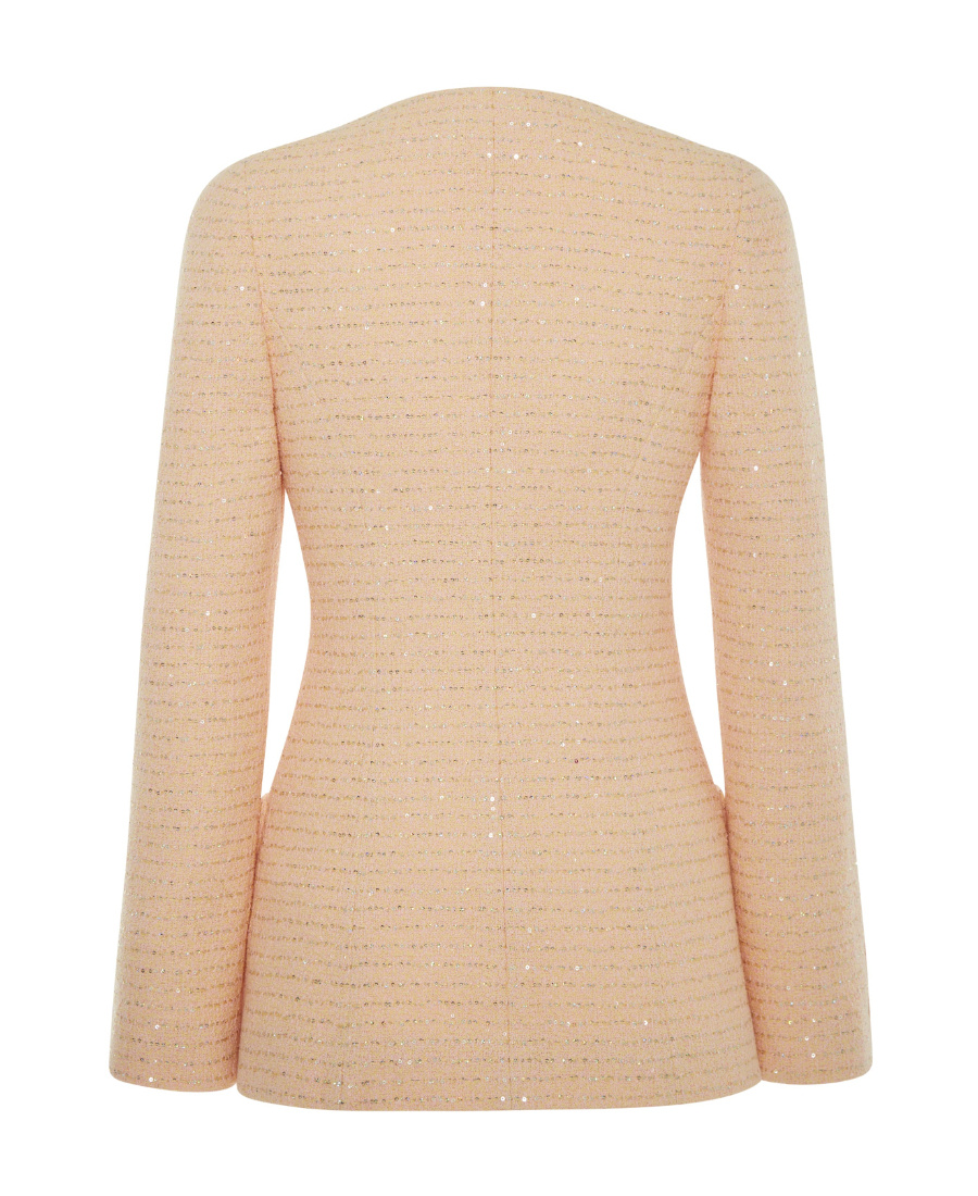 Alessandra Rich Sequinned Tweed Blazer In Nude