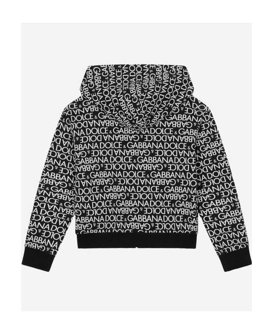 Dolce & Gabbana Logo-print Zip-up Hoodie In Black