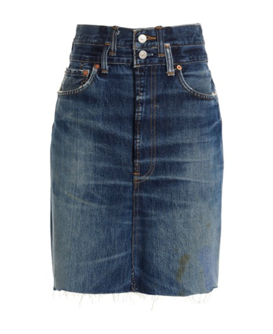Re/done Double Waisted Pencil Re Done X Levis Skirt In Blue