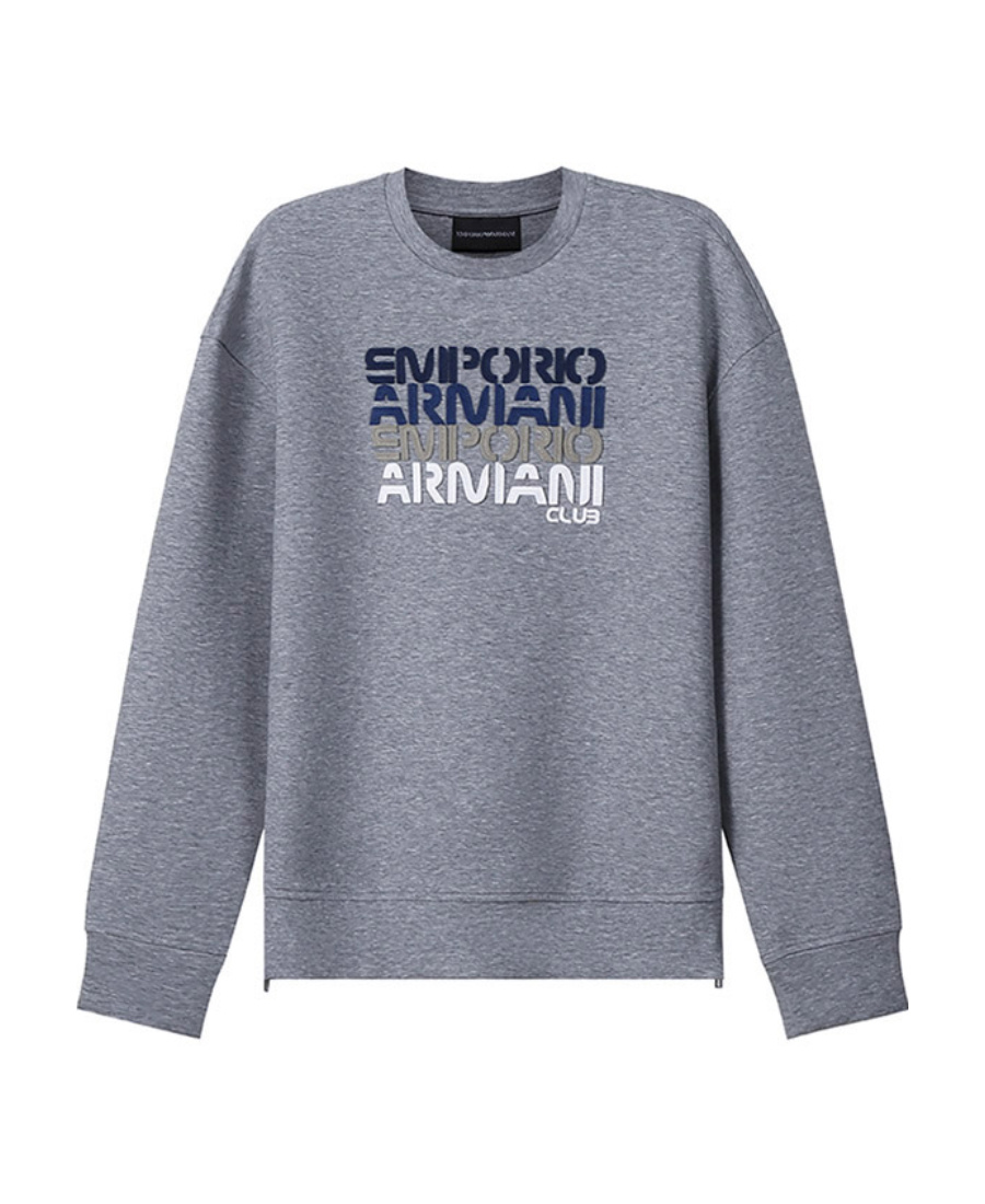 Emporio Armani Logo-print Cotton-blend Sweatshirt In Gray