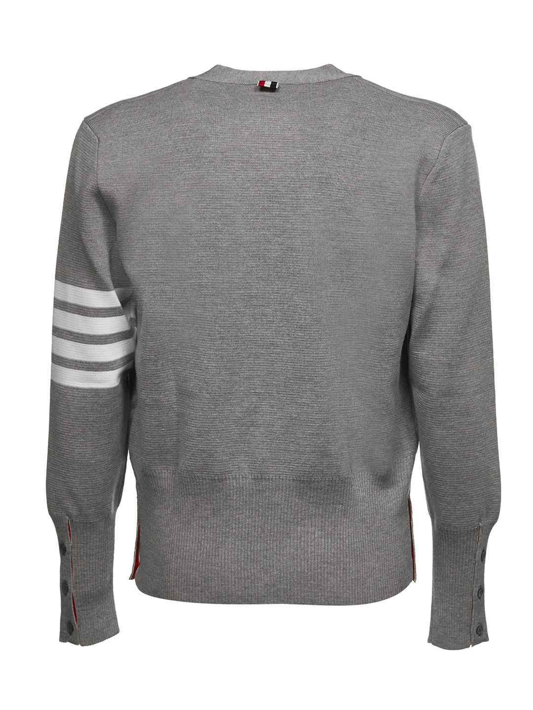 Thom Browne Gestreifter Cardigan Aus Baumwolle Mit Fransen In Gray