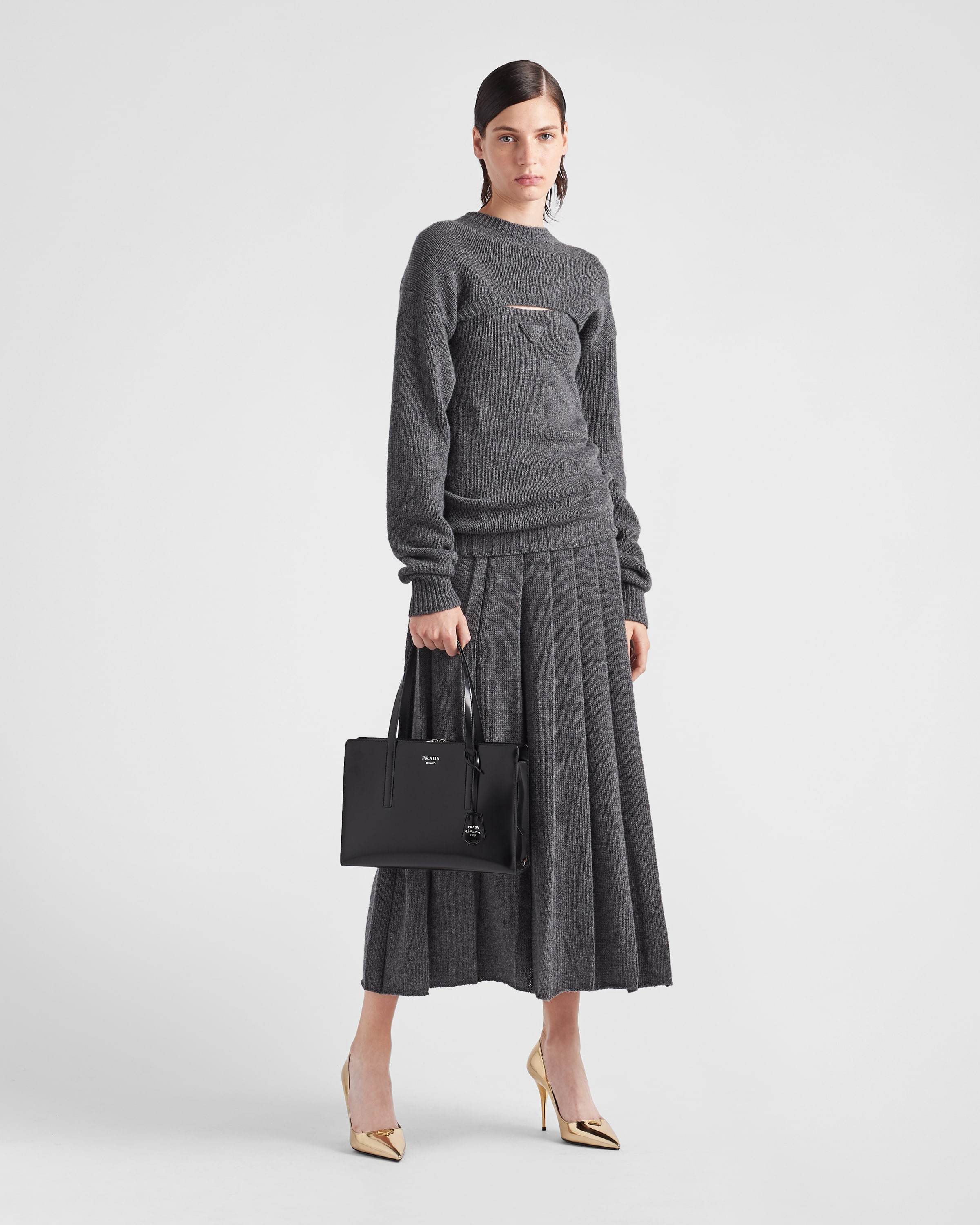 Prada Logo Sweater In Gray