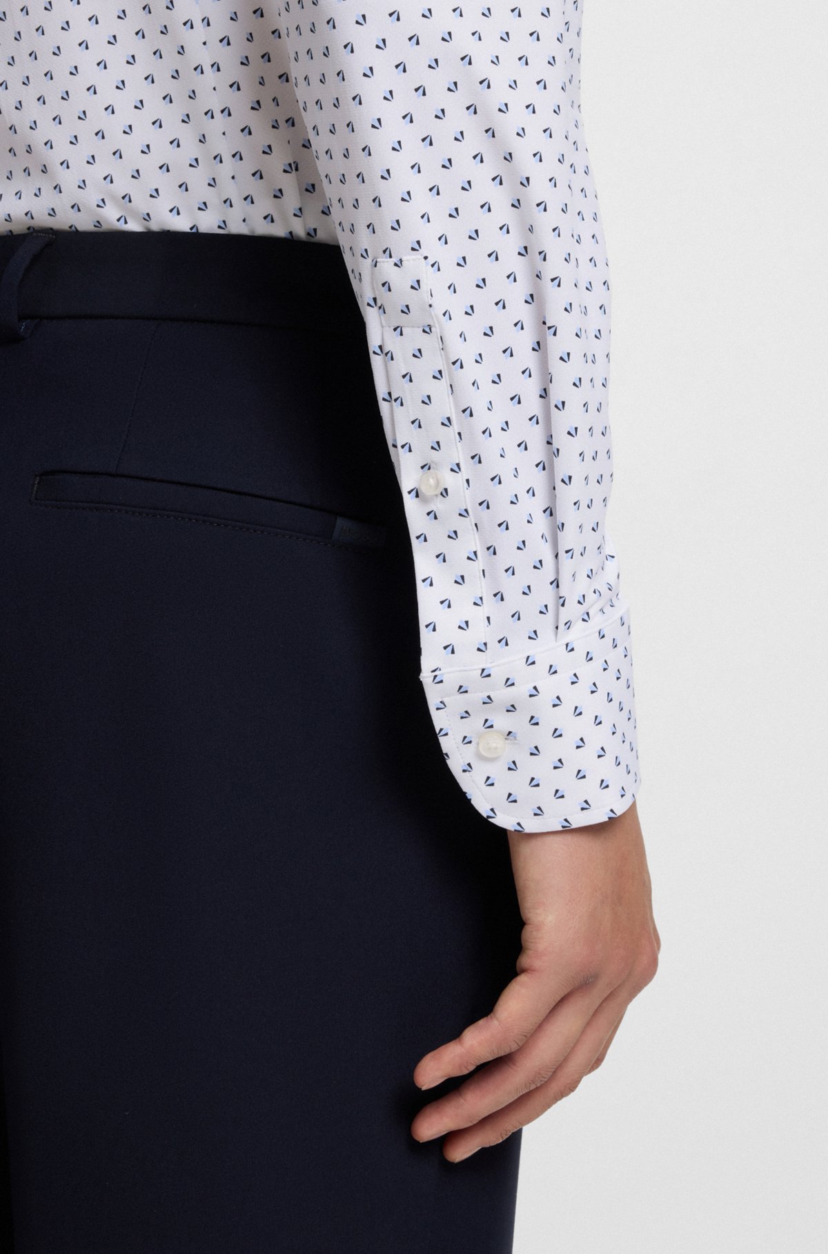 Hugo Boss Slim-fit Shirt In Italian-made Performance-stretch Fabric
