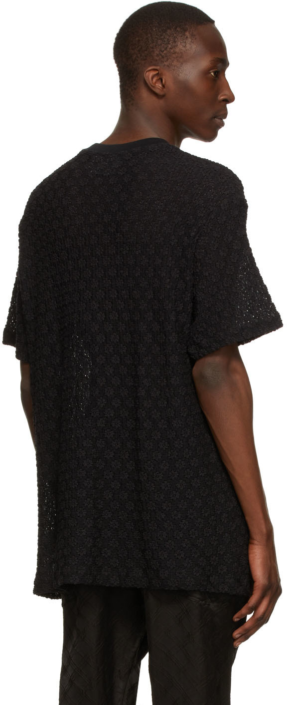 SONG FOR THE MUTE BLACK LOGO ROUND COLLAR SHORT-SLEEVED T-SHIRT 
