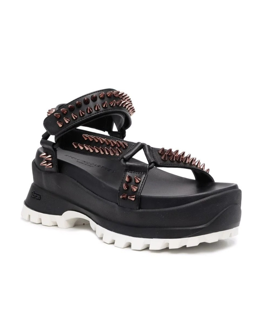 Stella Mccartney Black Riveted Thick-soled Sandals In Black