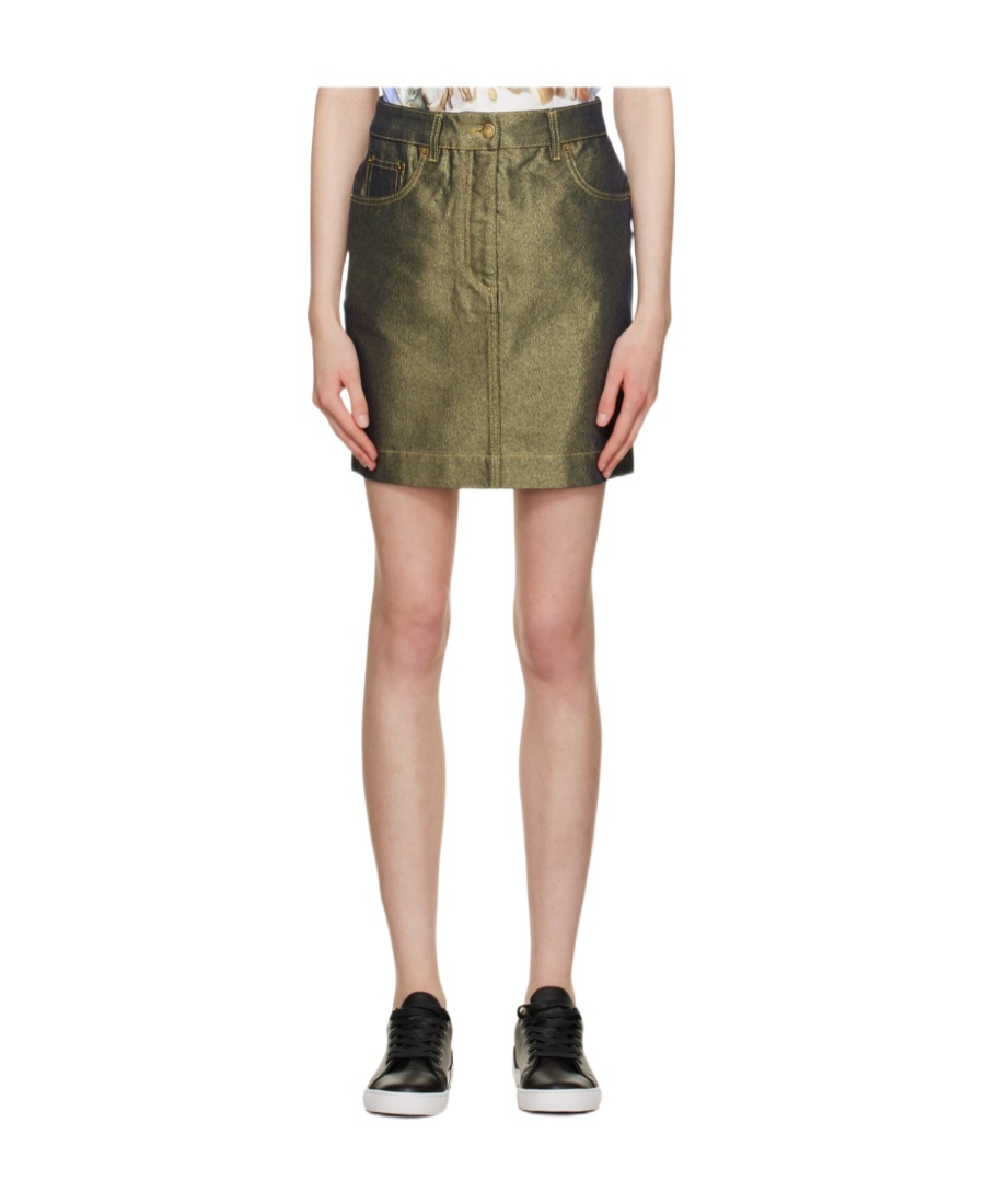 Moschino Gold Metallic Miniskirt In Nude