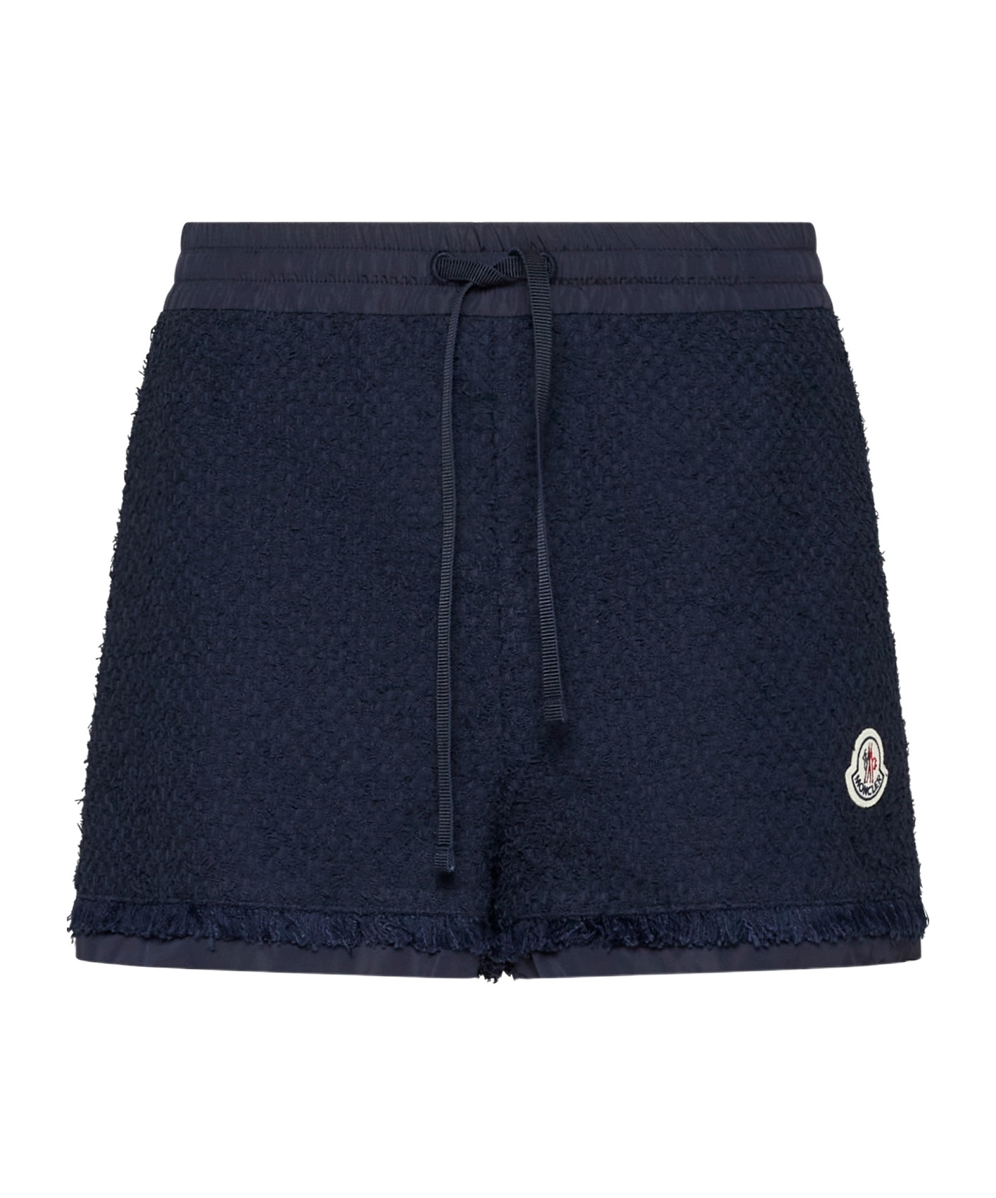 Moncler Logo-patch Tweed Shorts In Blue