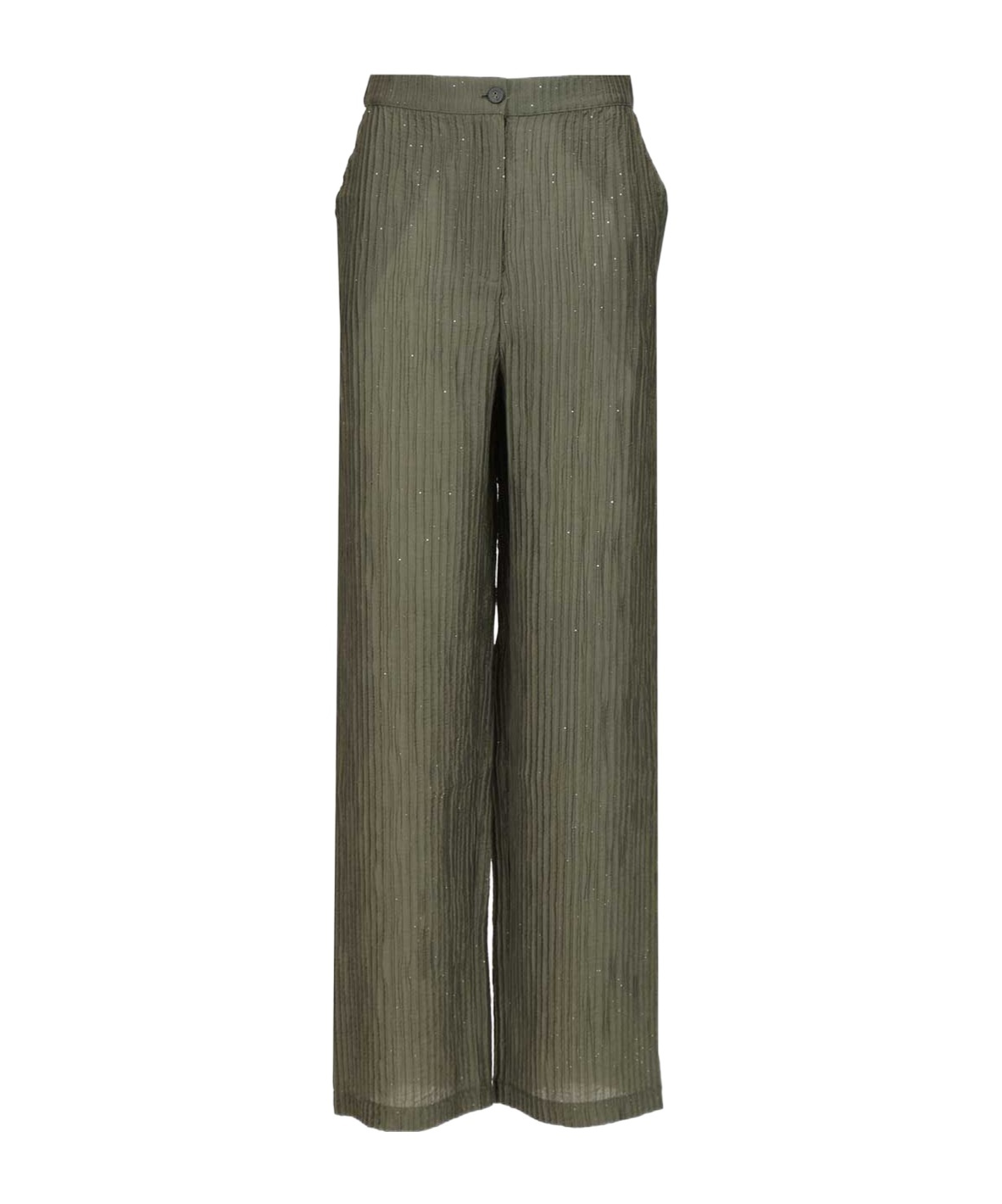 Emporio Armani Pleated Embellished Wide Leg Pants In Green
