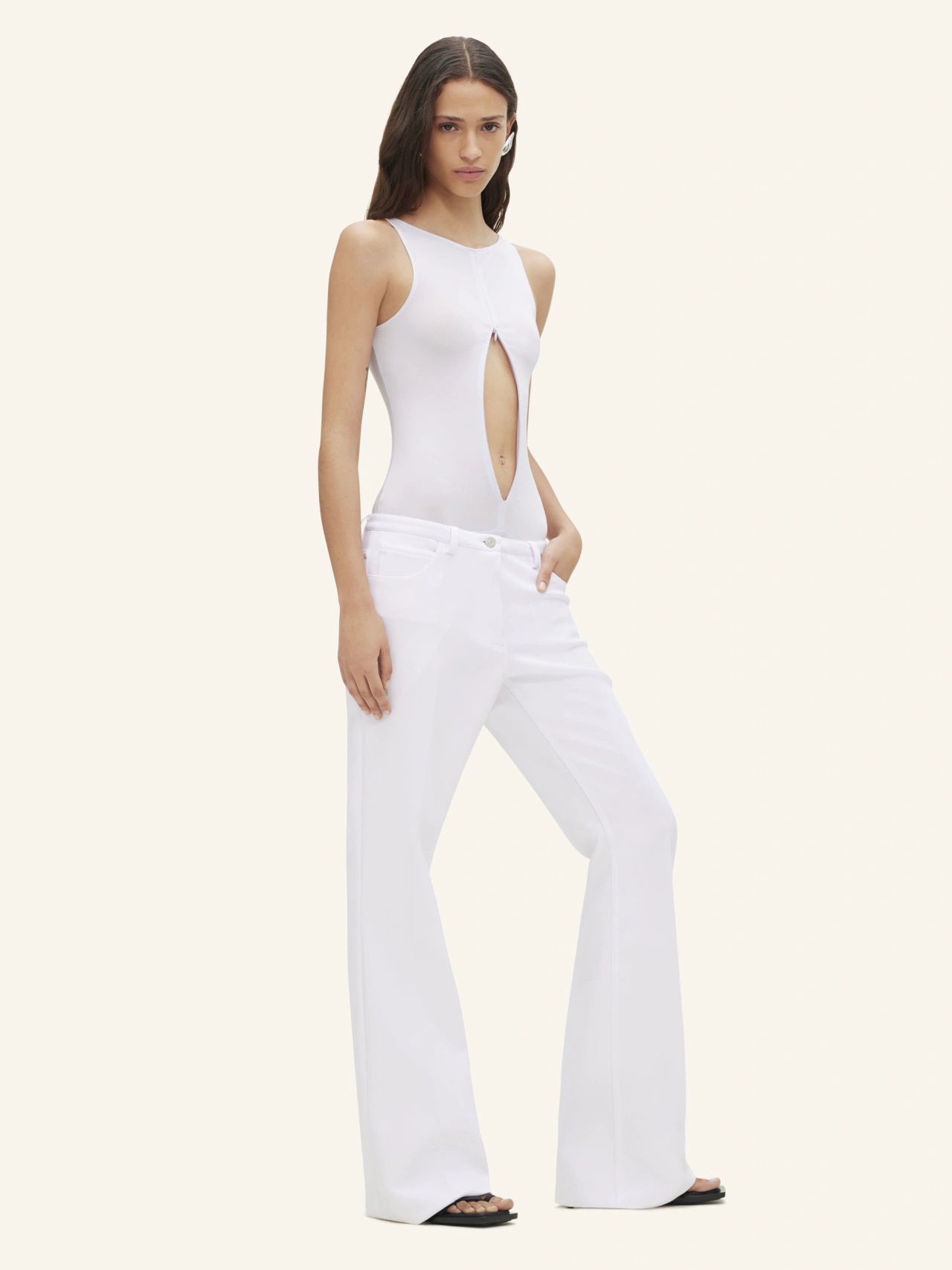 Courrèges Relax Bootcut Trousers In White