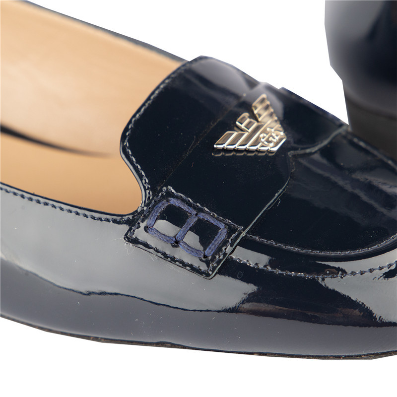 Emporio Armani Logo Flat Shoes In Black