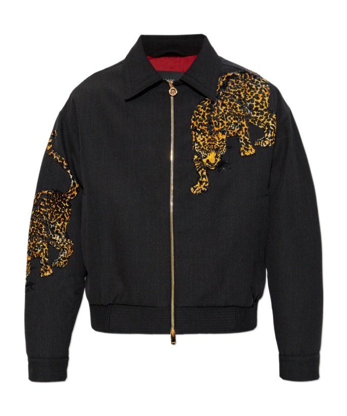 Versace Long-sleeved Casual Jacket In Black