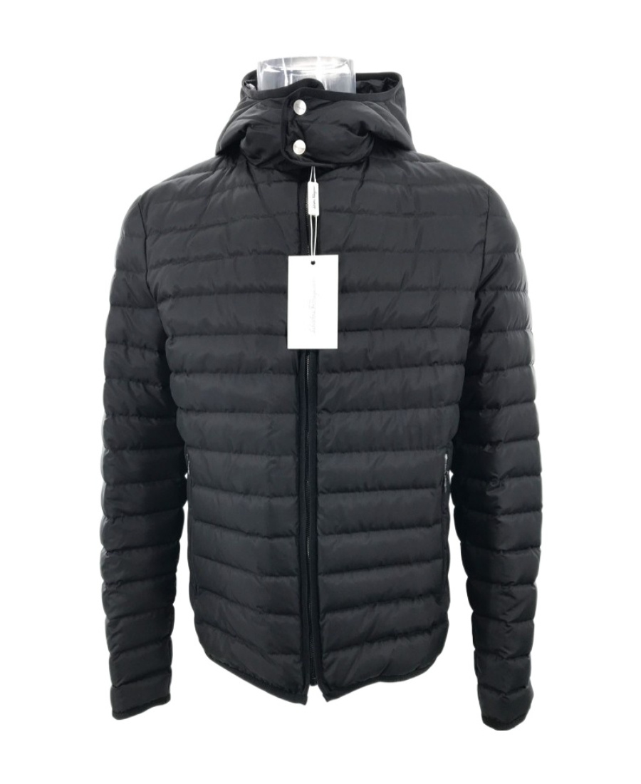 Ferragamo Quilted Hooded Cotton Suit In Black