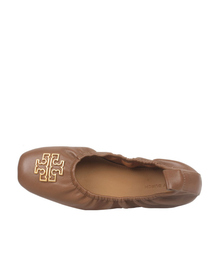 Tory Burch Logo Ballet Shoes In Brown