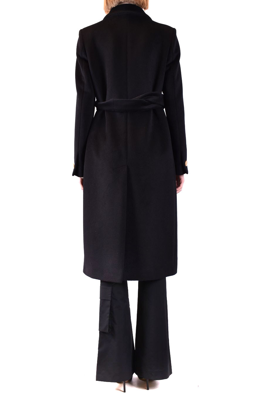 Tagliatore Waist Belted Long Length Jacket In Black