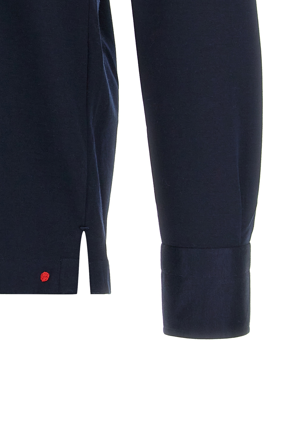 Shop Kiton Logo Embroidered Long-sleeved Polo Shirt In Black