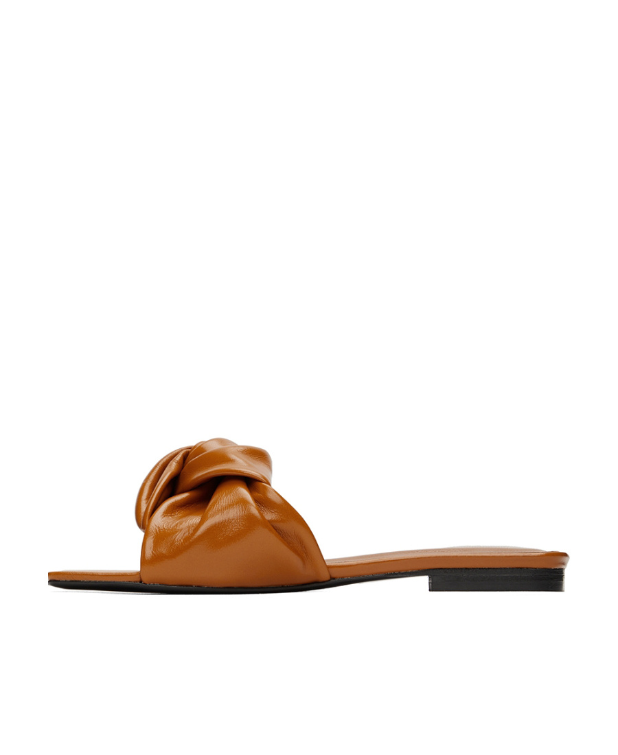By Far Lima Knot-detailed Slip-on Sandals In Brown