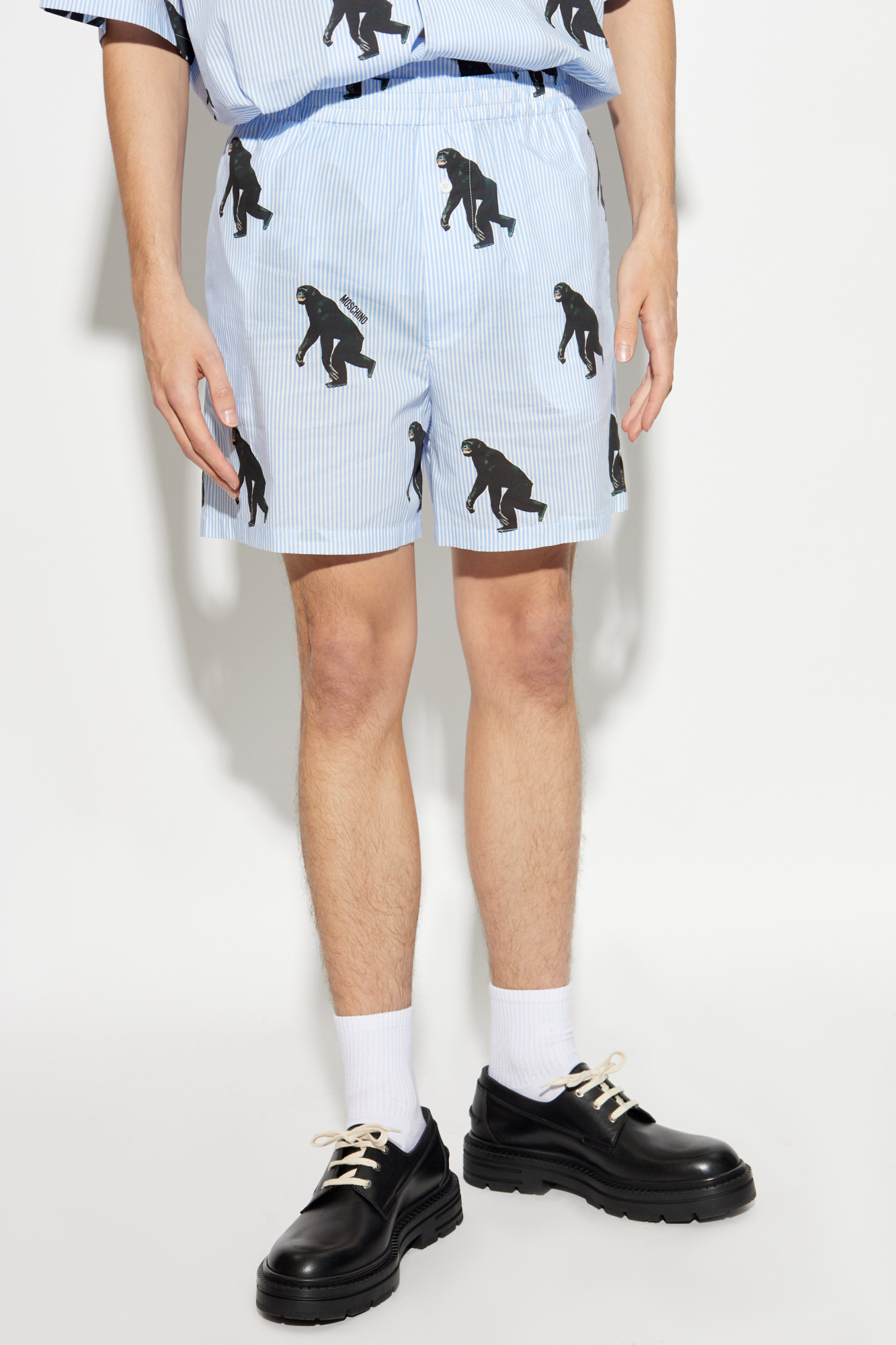 Moschino Elastic Waist Shorts In Blue
