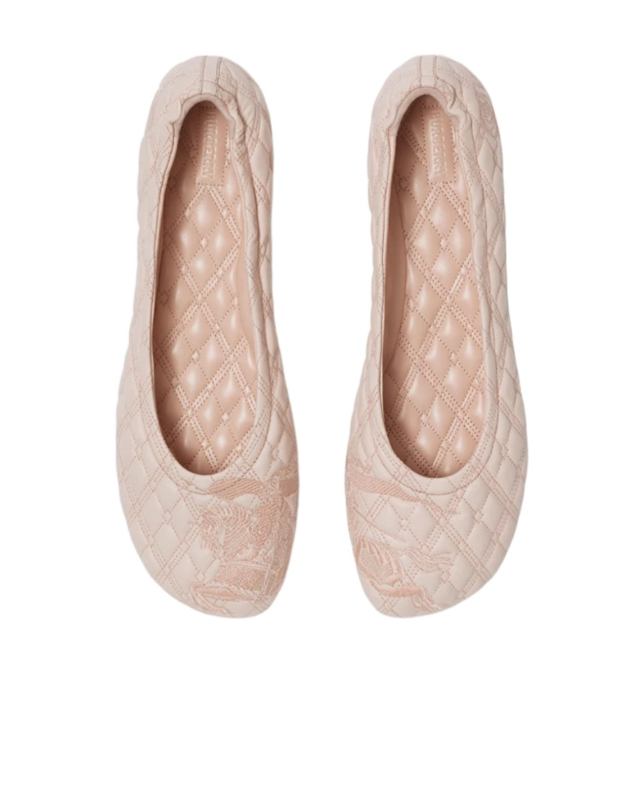 Burberry Sadler Leather Ballerina Flats Women In Pink