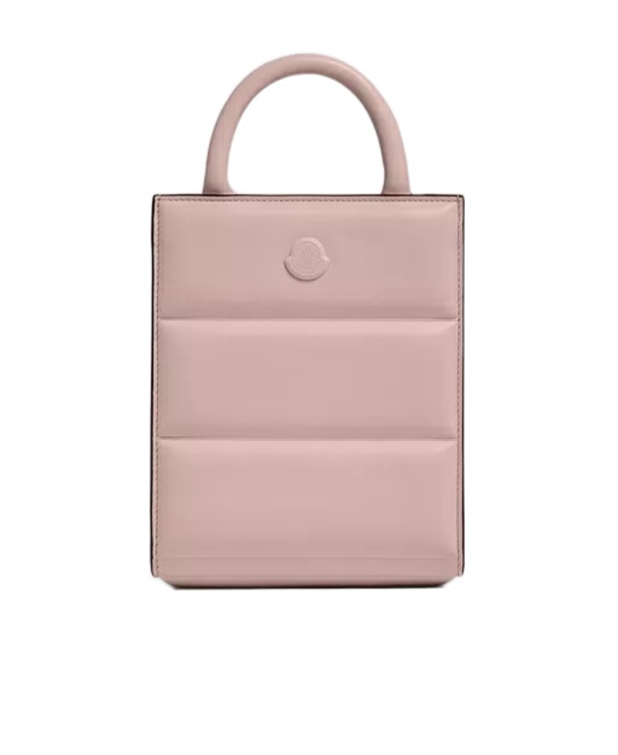 Moncler Doudoune Leather Mini Tote Bag In Pink