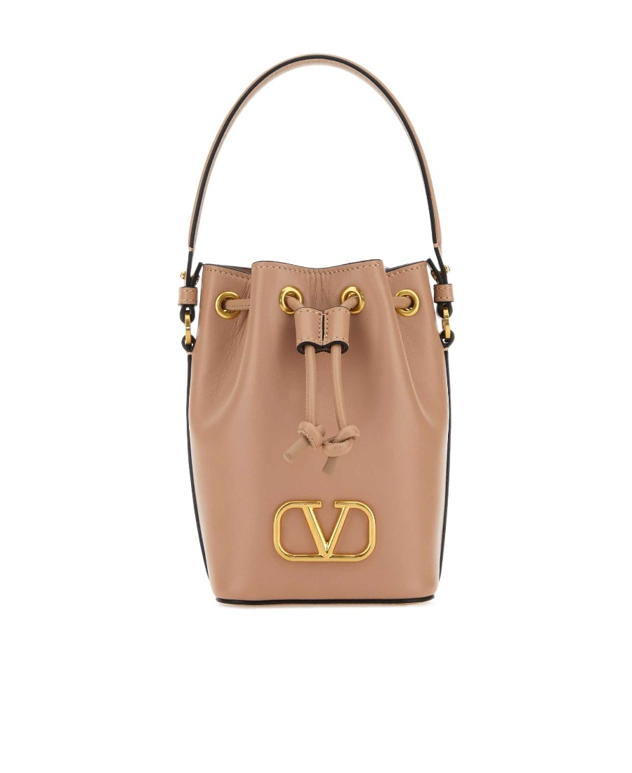 Valentino Vlogo Signature Drawstring Mini Bucket Bag In Nude