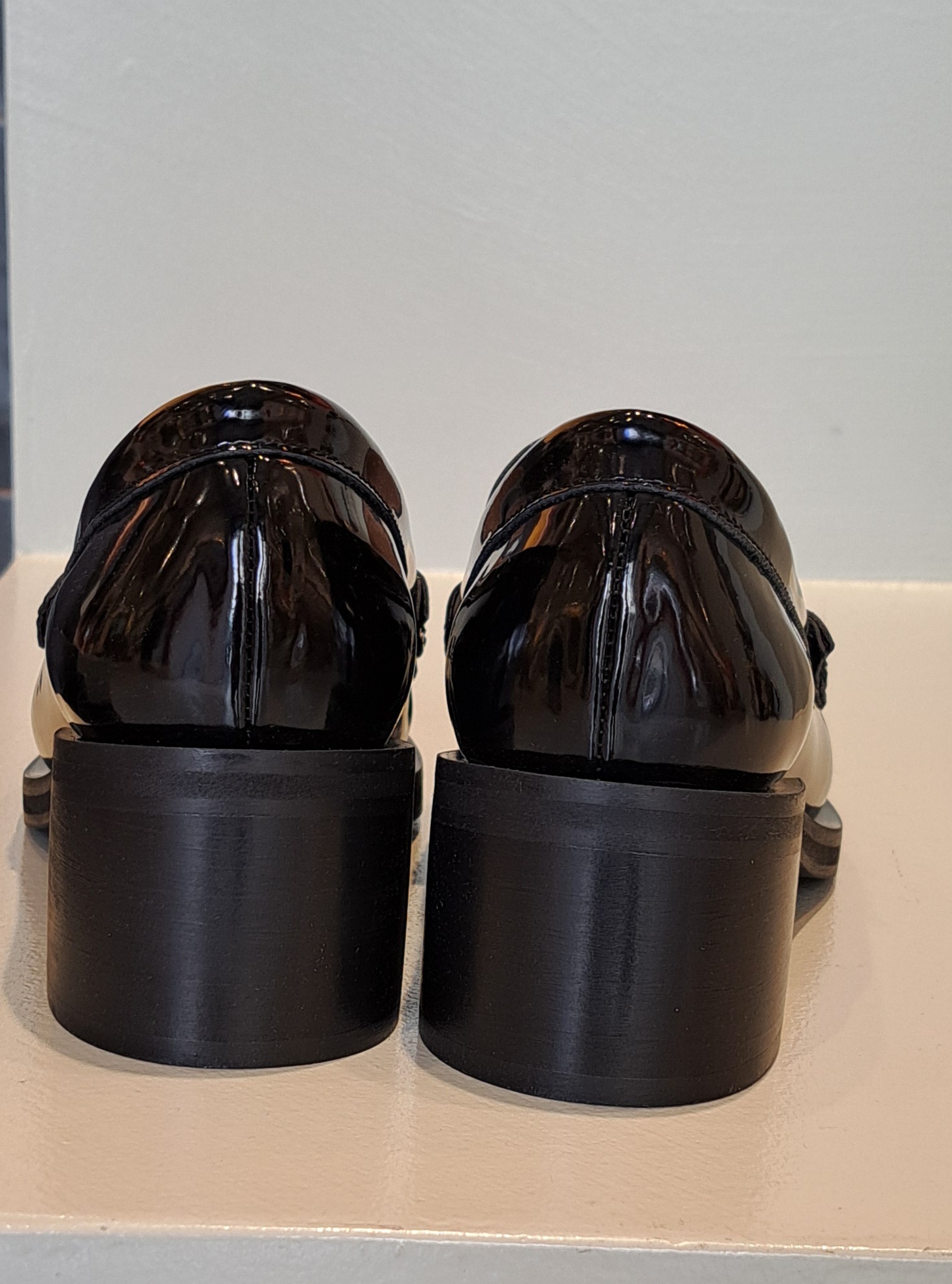 Ganni 55mm Patent-finish Loafers In Black