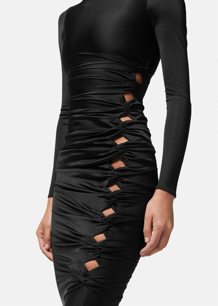 Versace X Dua Lipa Cut-out Midi Dress In Black