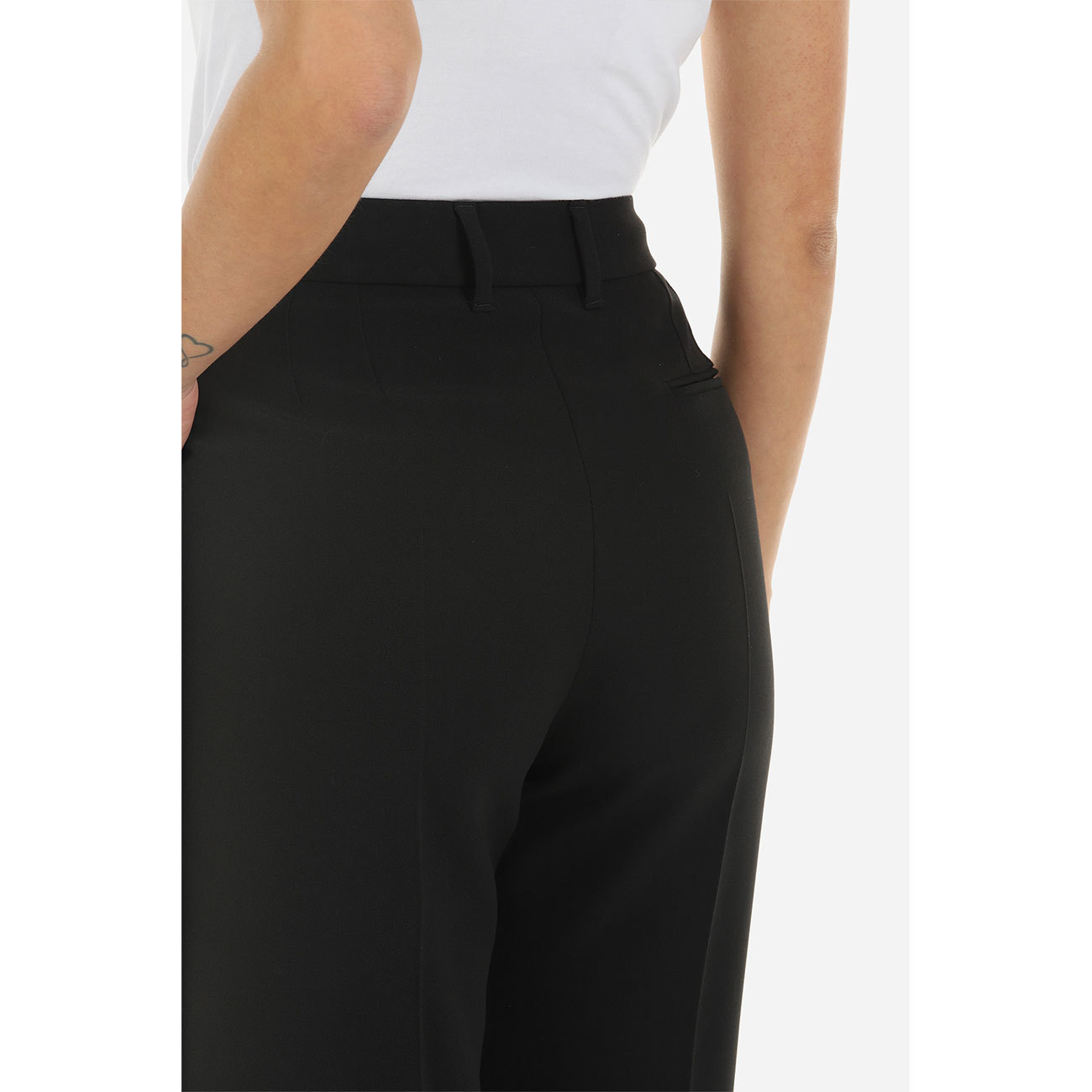 Shop Emporio Armani Pressed-crease Straight-leg Trousers In Black