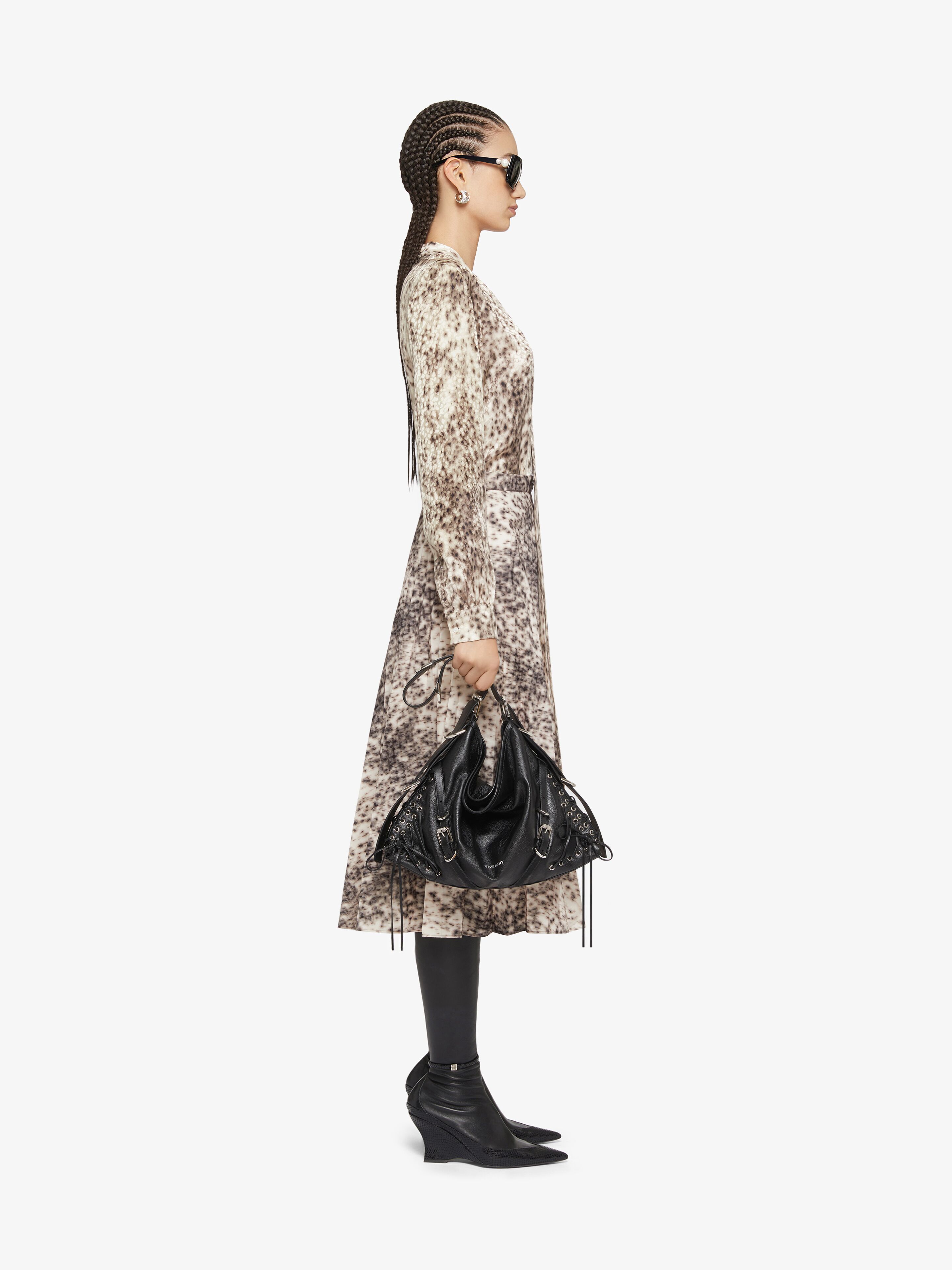 Givenchy Women's Blouse In Silk With Snow Leopard Print And Lavalliere In Nude