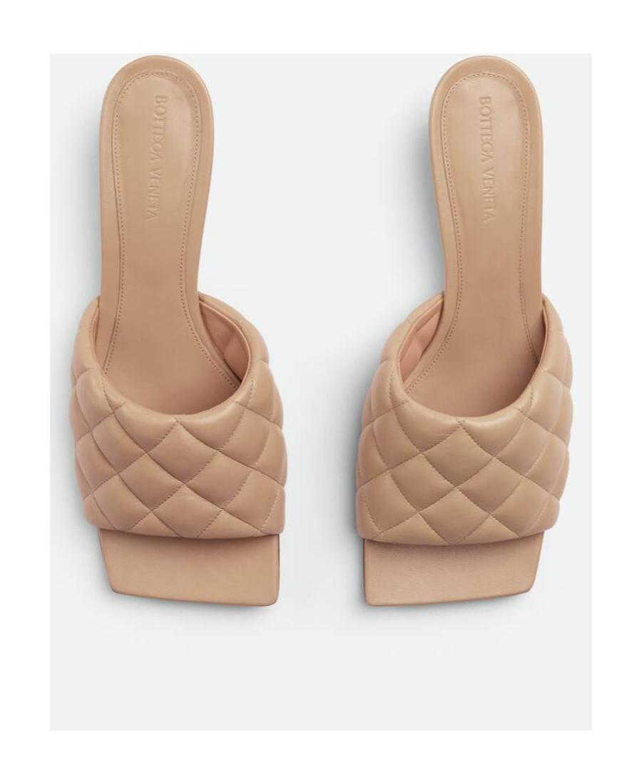Bottega Veneta 45mm Padded Metallic Leather Sandals In Nude