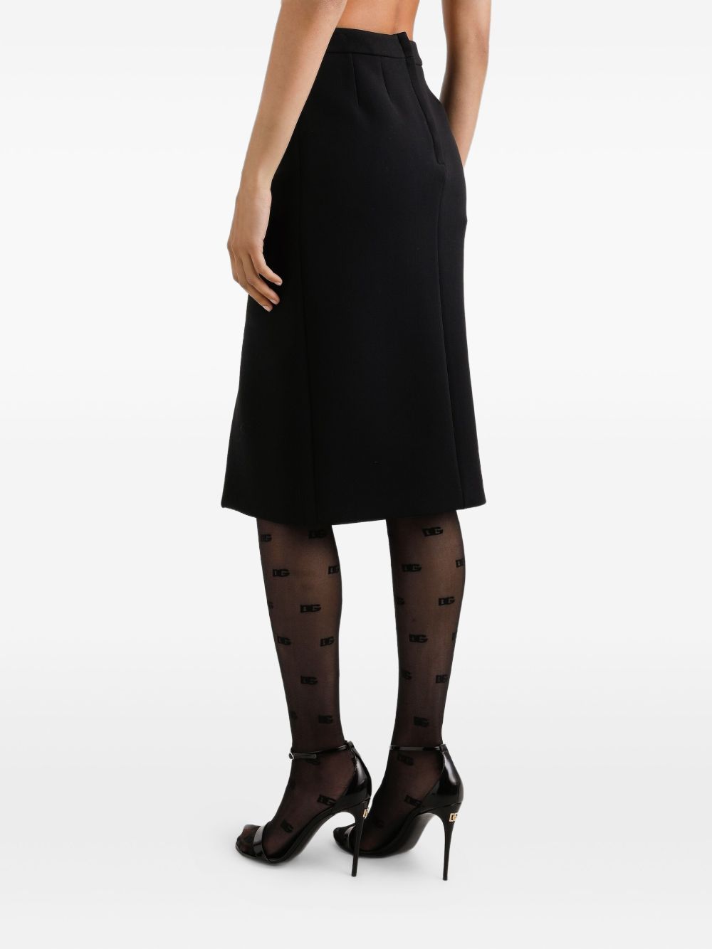 Dolce & Gabbana Midi Pencil Skirt Back Slit In Black