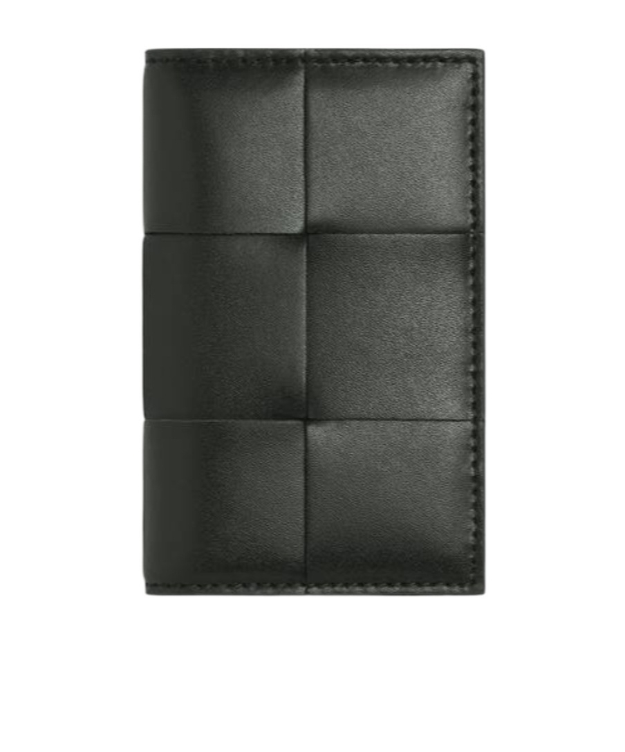 Bottega Veneta Cassette Intrecciato Leather Flap Cardholder In Dark Green