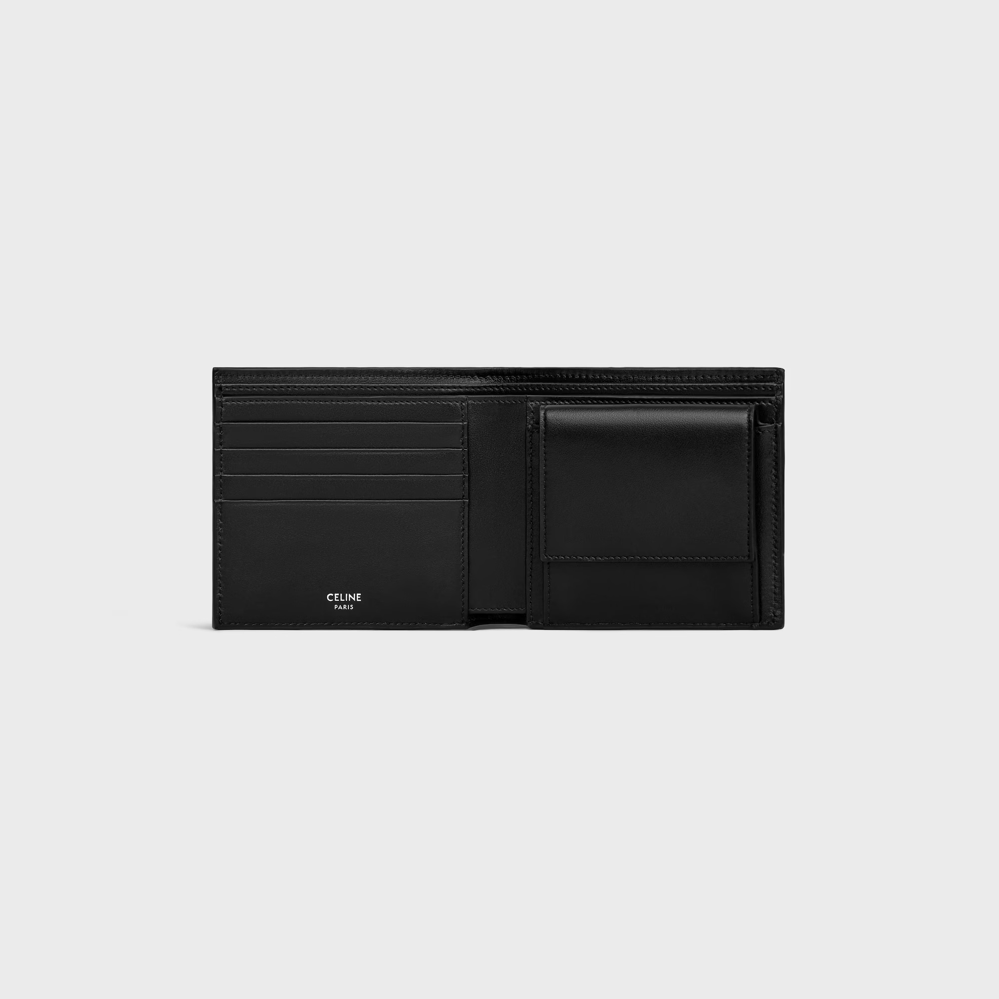 Celine Bi-fold Wallet In Striped Triomphe Canvas And Calfskin In Multi
