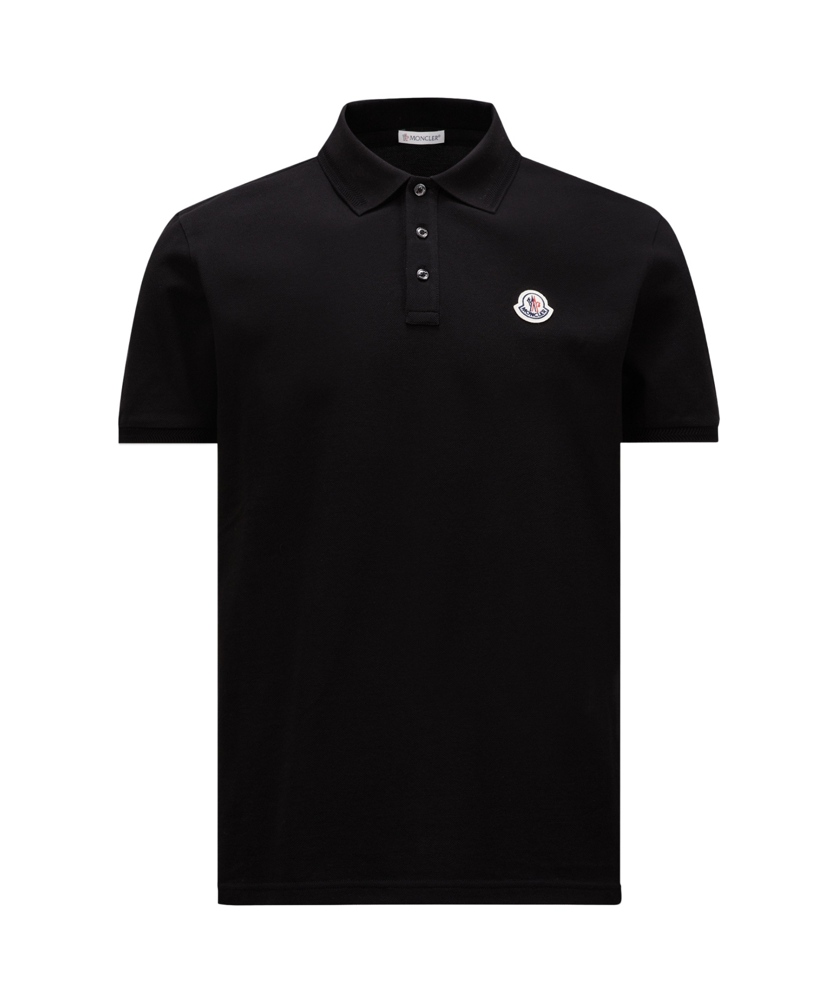Moncler Logo Patch Cotton Piquet Polo Shirt In Black