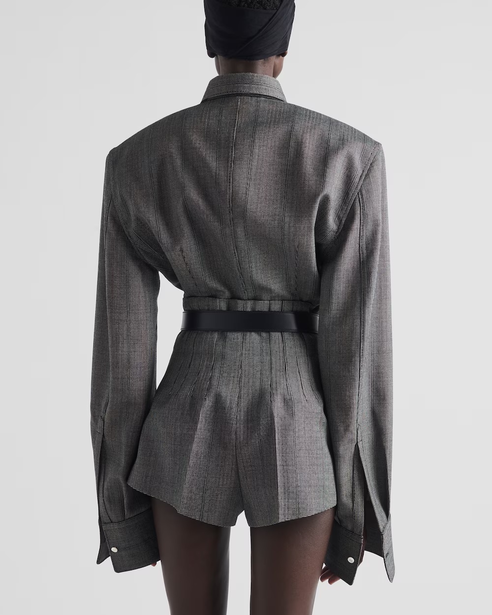 Prada Pinstripe Wool Shirt Jacket In Gray