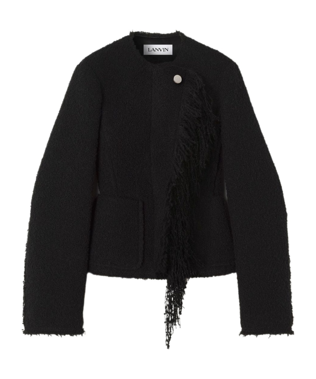 Lanvin Asymmetrical Fringe Blazer Button Detail In Black
