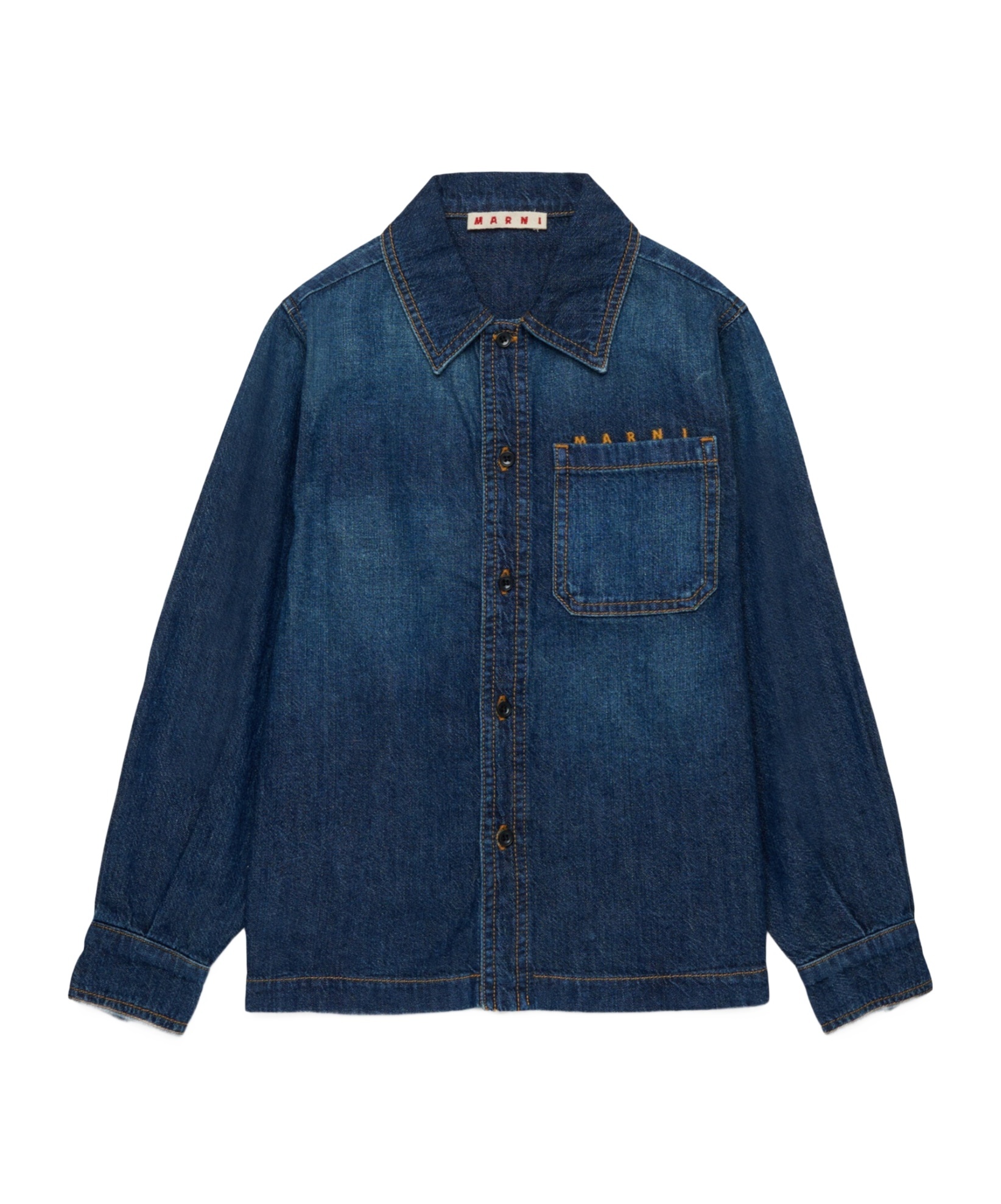 Marni Kids Button-up Denim Shirt In Blue